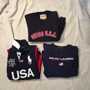 LOT of 3 Ralph Lauren + Guess sweaters/shirts